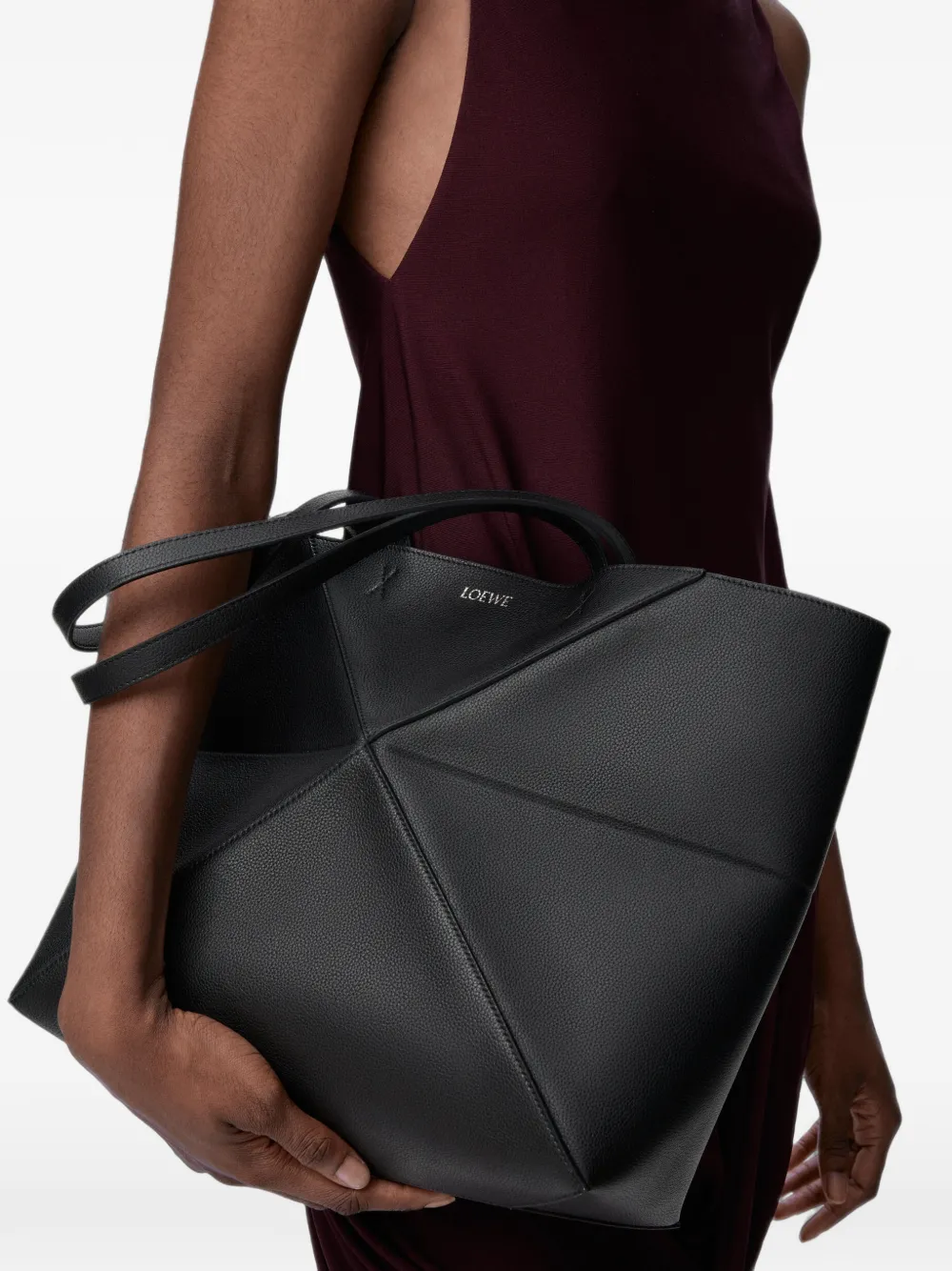 LOEWE Puzzle Fold Horizontal M shopper Zwart