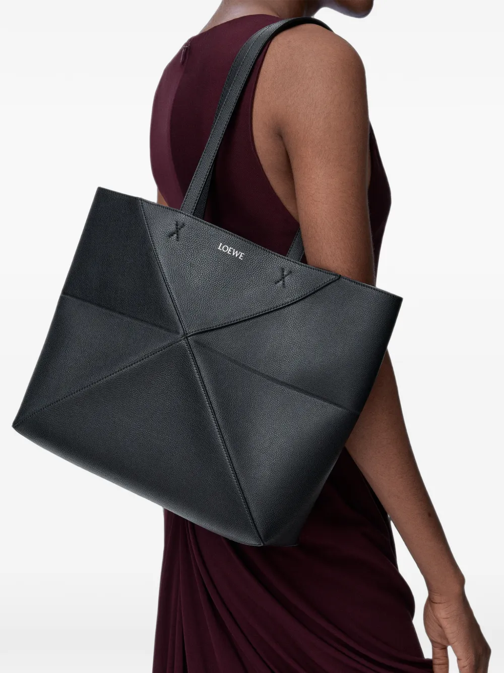 LOEWE Puzzle Fold Horizontal M shopper Zwart
