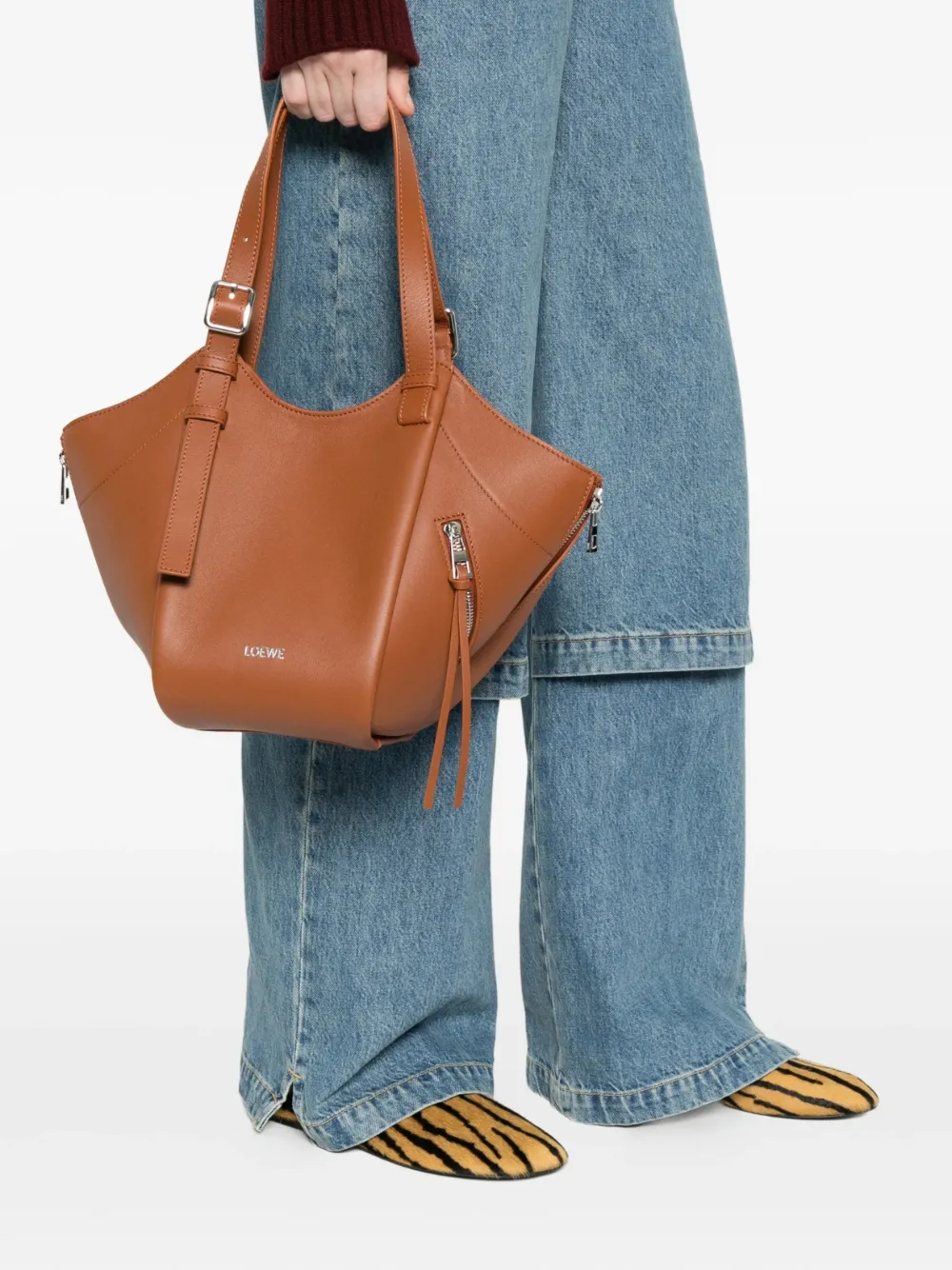LOEWE Hammock Flip leren shopper Bruin