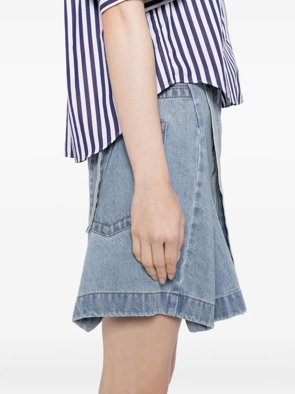 Sacai Belted Denim Skirt In Blue