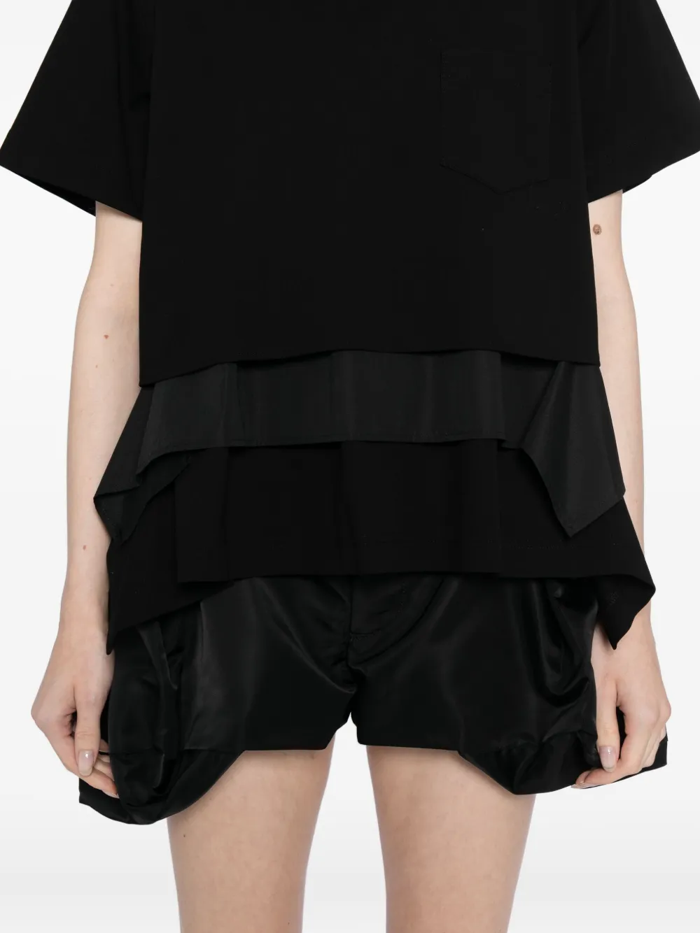 sacai Popeline T-shirt Zwart