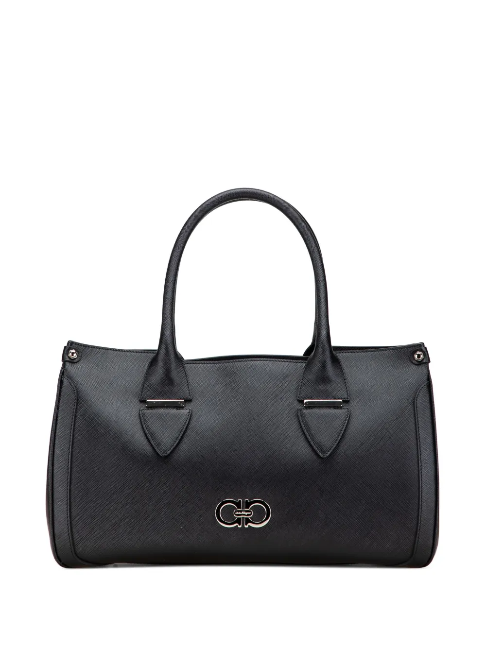 Ferragamo Pre-Owned 2021 レザー ダブルガンチーニ ハンドバッグ - ブラック Ferragamo Pre-Owned 2021 レザー ダブルガンチーニ ハンドバッグ - ブラック