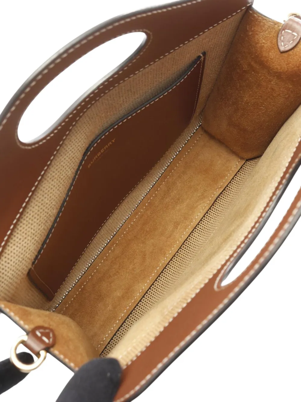 Pre-owned Burberry 2000-2017 Mini Perforated Leather Pocket Tote Satchel In Brown
