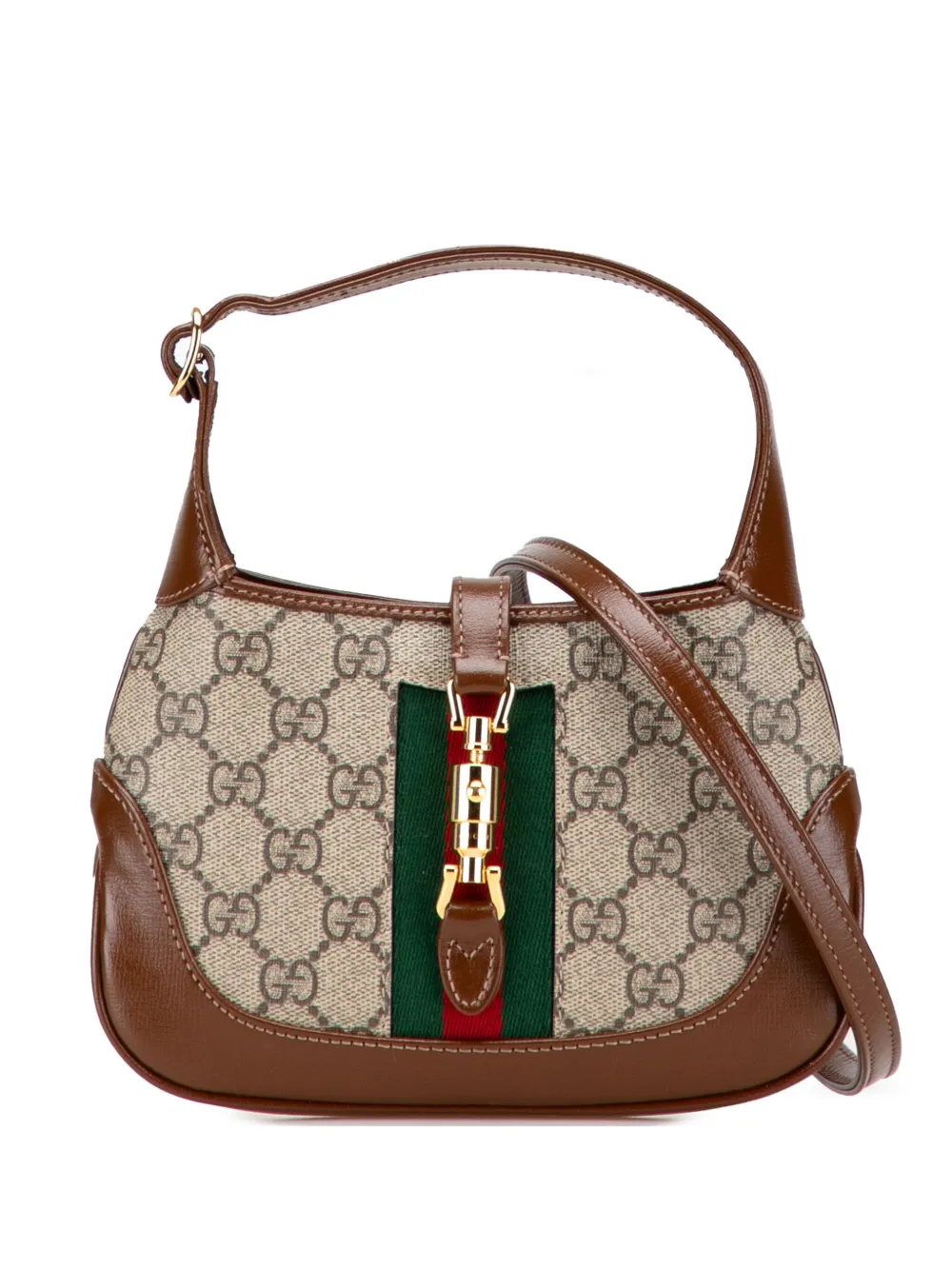 Pre-owned Gucci 2016-2025 Mini Gg Supreme Jackie 1961 Crossbody Bag In Brown