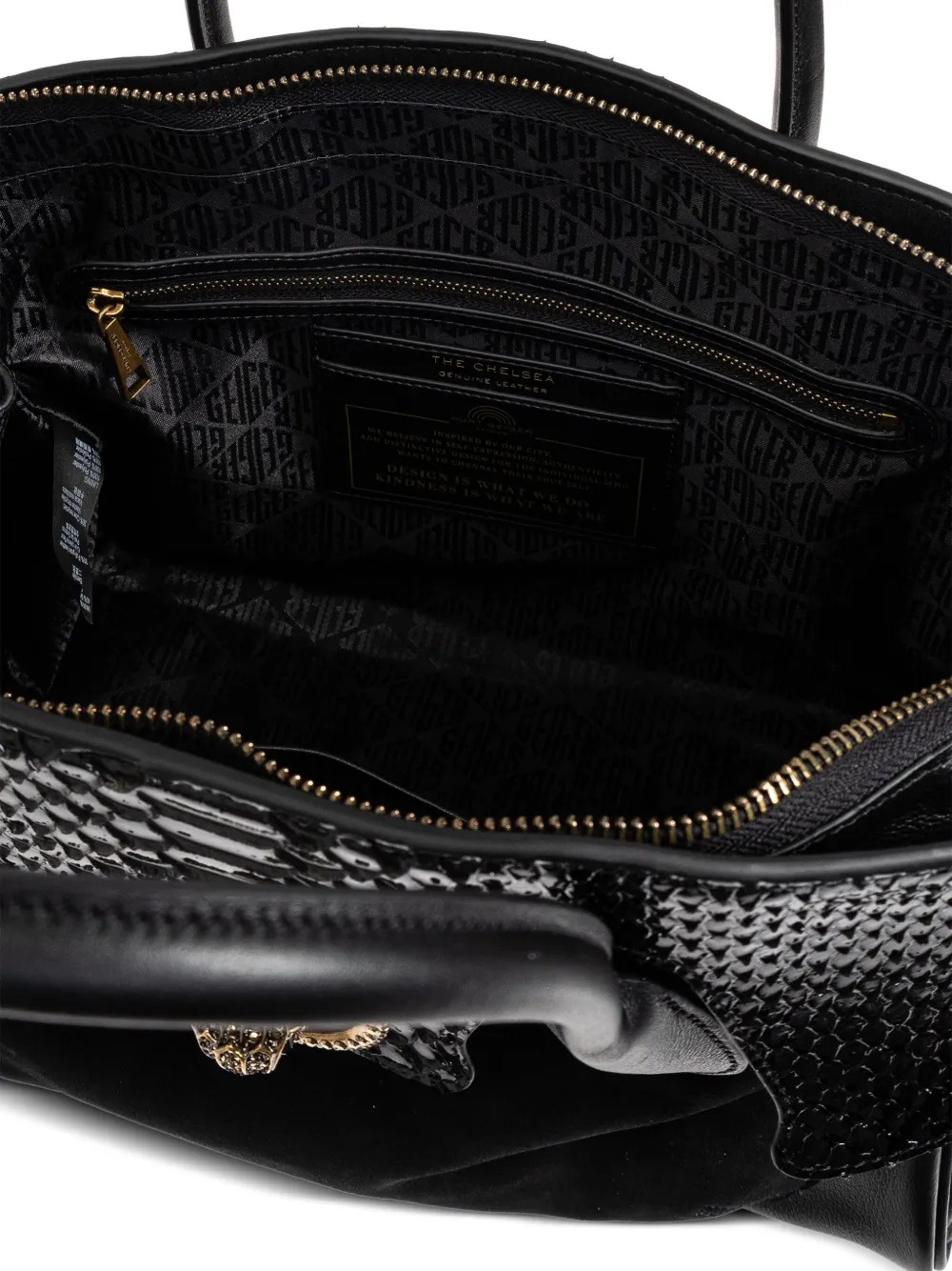 Kurt Geiger Chelsea Snakeskin-effect Tote Bag In Black