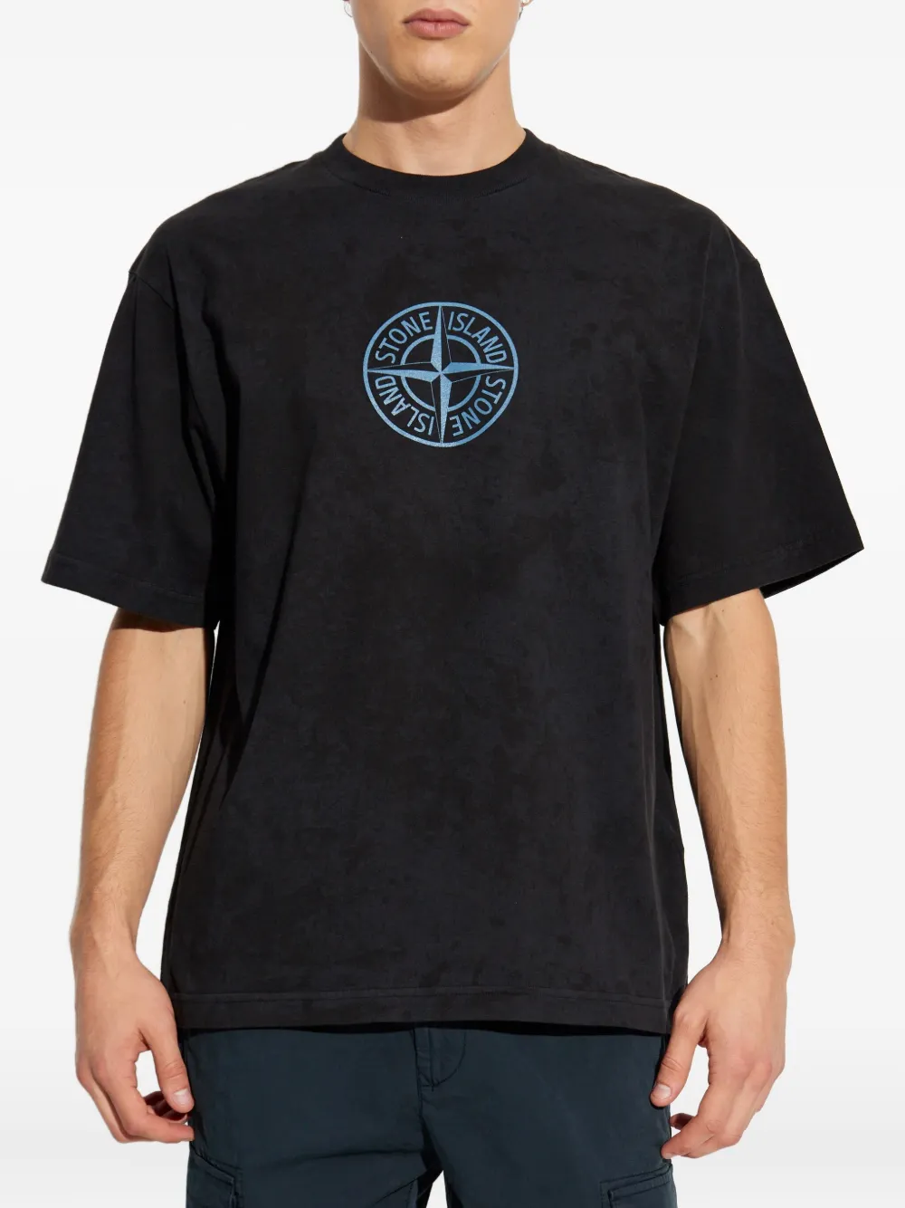 Stone Island Katoenen T-shirt met logoprint Zwart