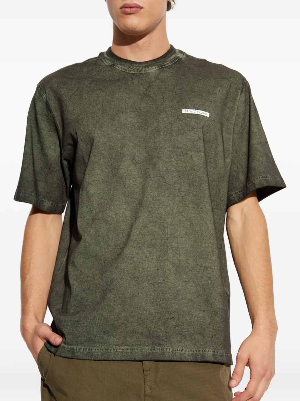 Stone Island Katoenen T-shirt met logoprint Groen