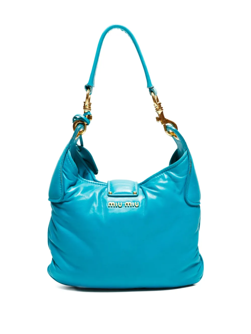 Pre-owned Miu Miu 2000-2015 Lock Leather Shoulder Bag In Blue