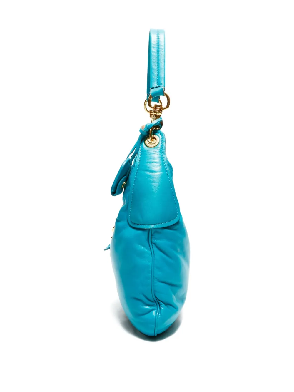 Pre-owned Miu Miu 2000-2015 Lock Leather Shoulder Bag In Blue