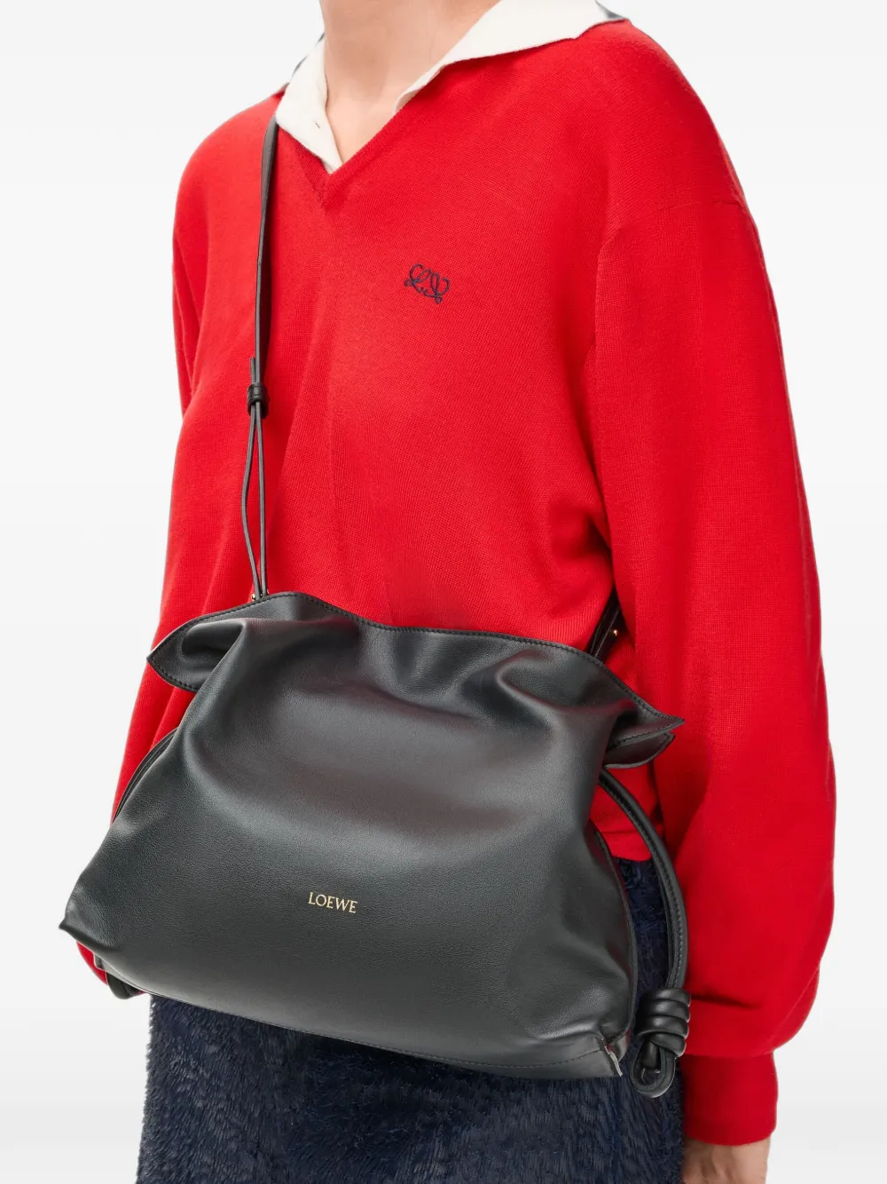 LOEWE Medium Flamenco geknoopte clutch Zwart