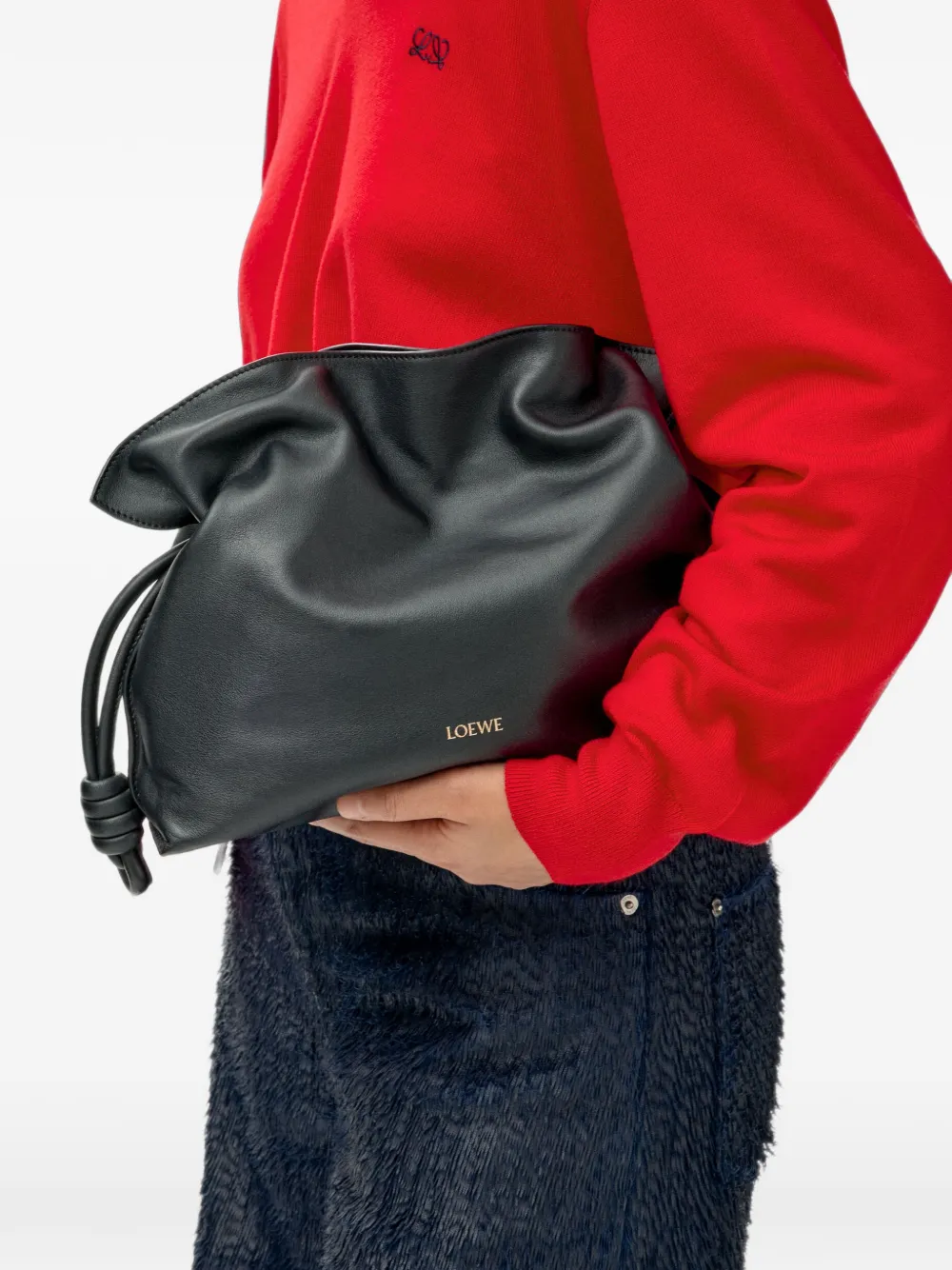 LOEWE Medium Flamenco geknoopte clutch Zwart