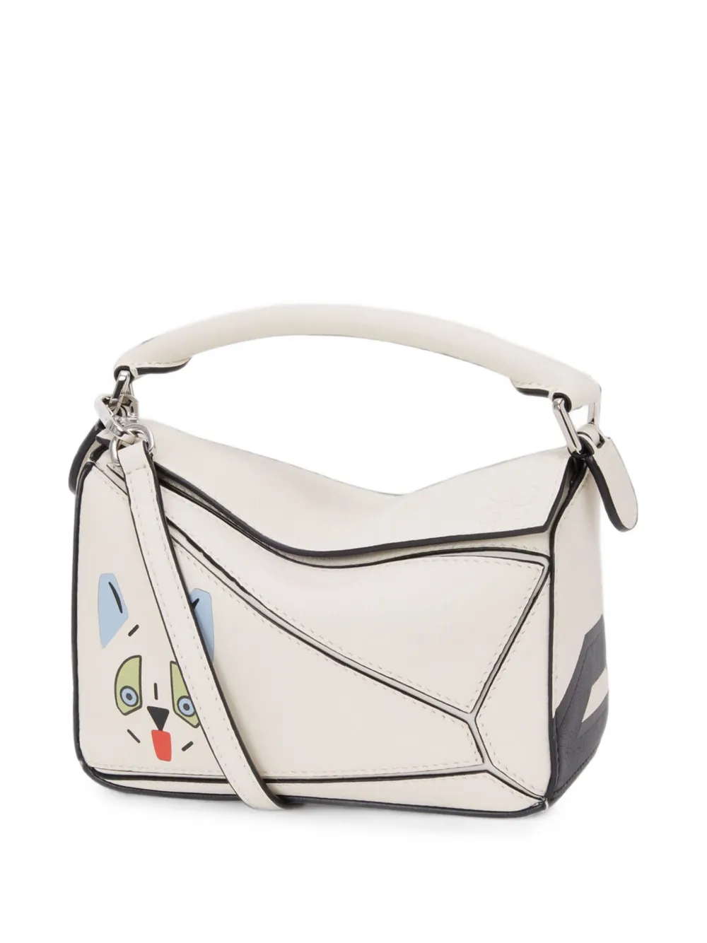 LOEWE Futurist Cat Puzzle leren mini-shopper Beige