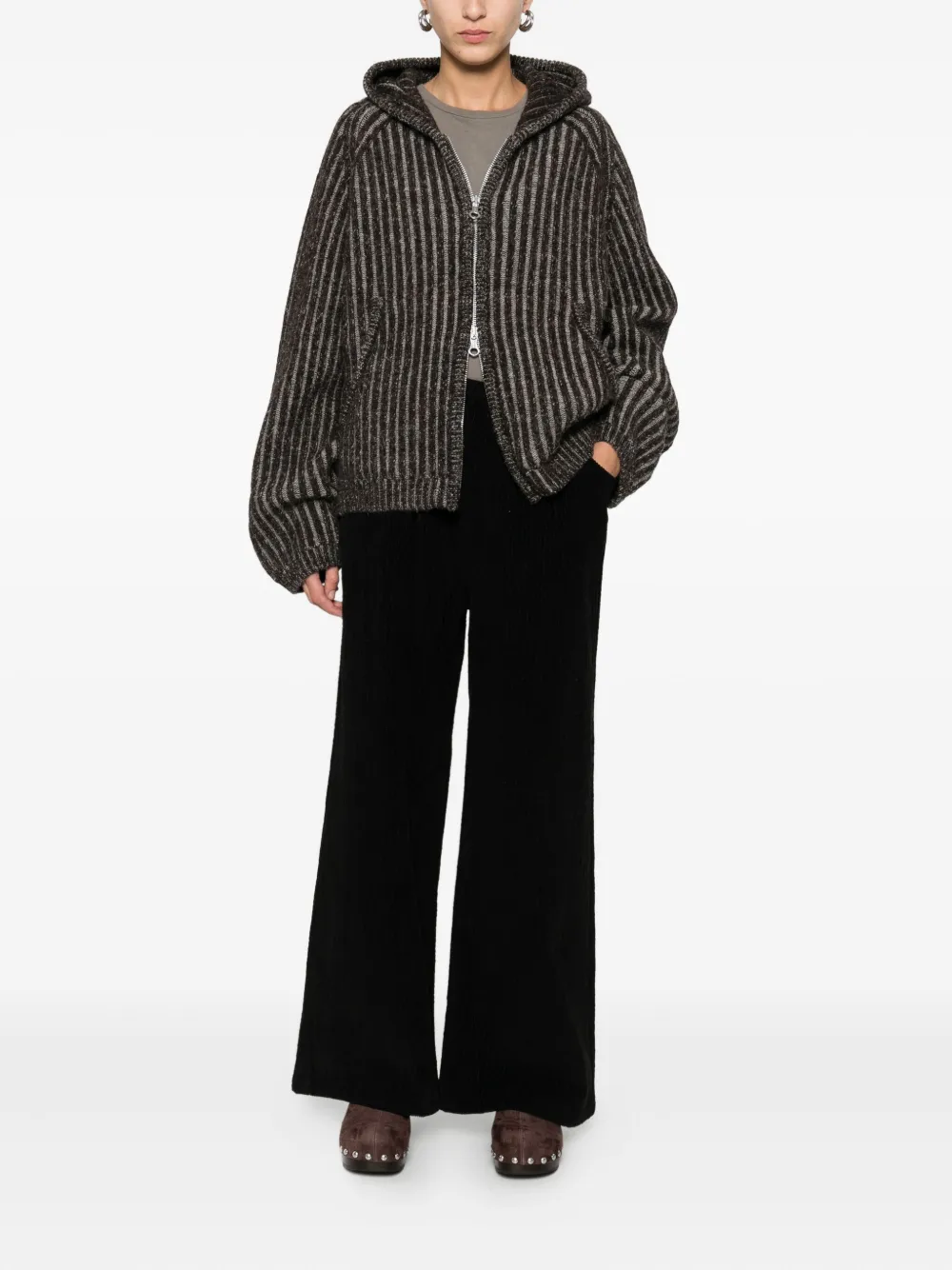 Apuntob textured straight trousers - Zwart
