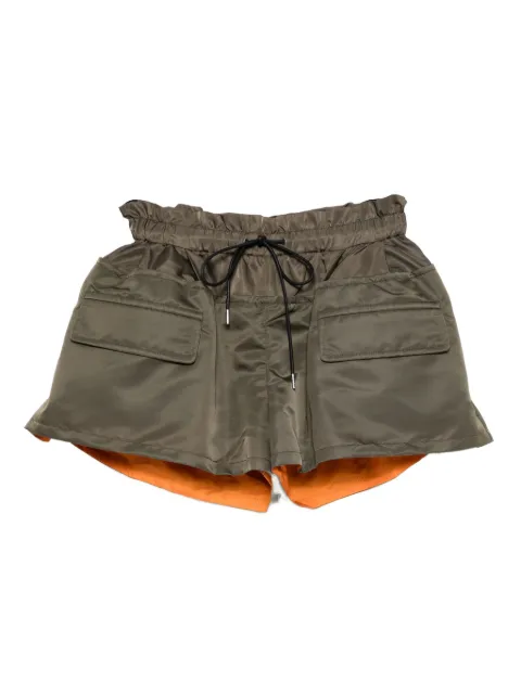 sacai shorts con pretina fruncida