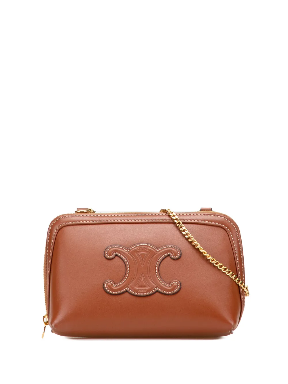 Celine Pre-Owned 2013 Smooth Calfskin Cuir Triomphe Clutch on Chain Celine Pre-Owned 2013 Smooth Calfskin Cuir Triomphe Clutch on Chain