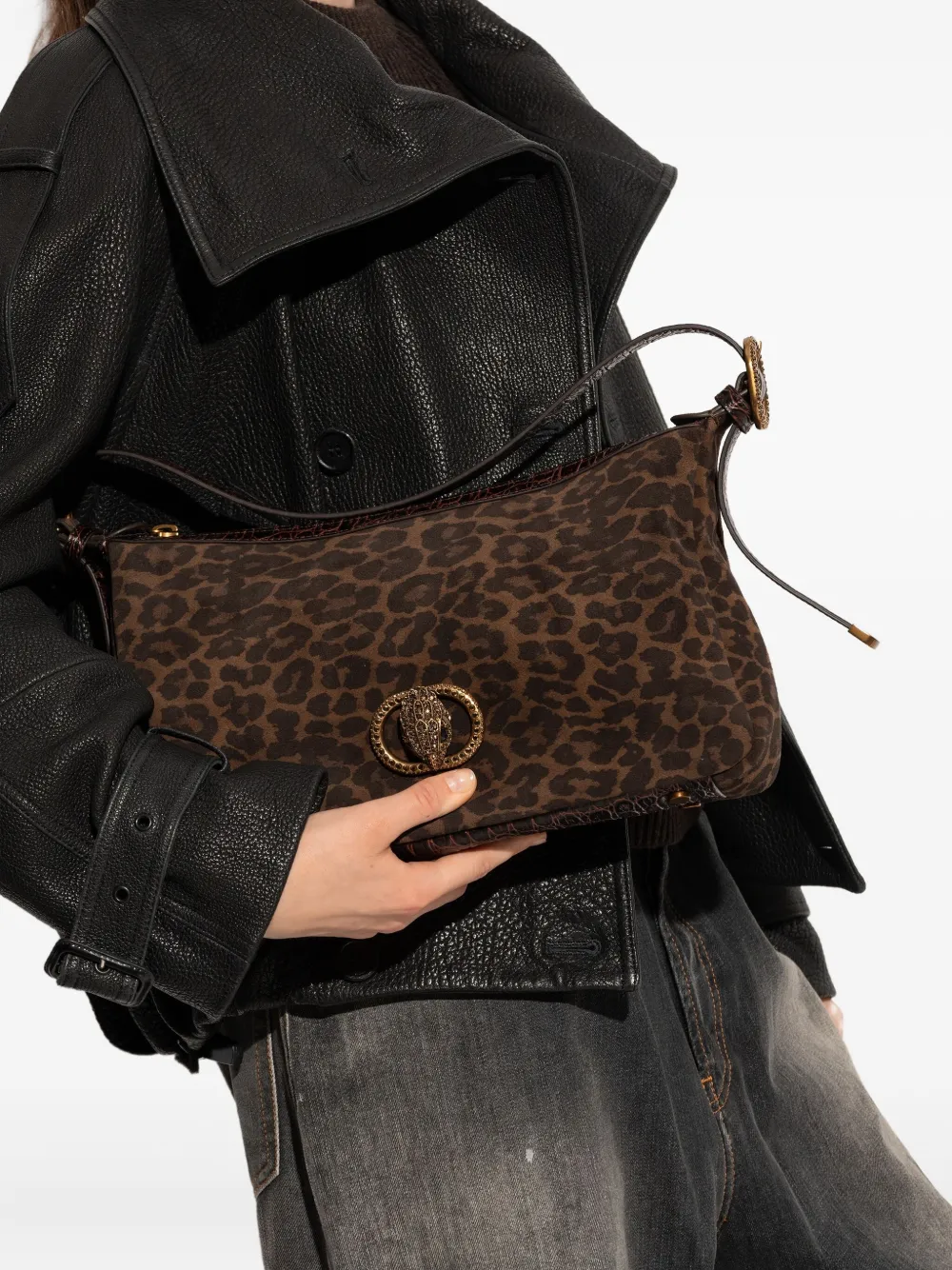 Kurt Geiger London Chelsea Soft leopard-print shoulder bag - Bruin