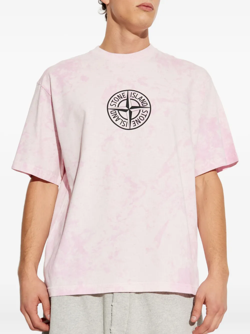 Stone Island Logo-print Cotton T-shirt In Pink