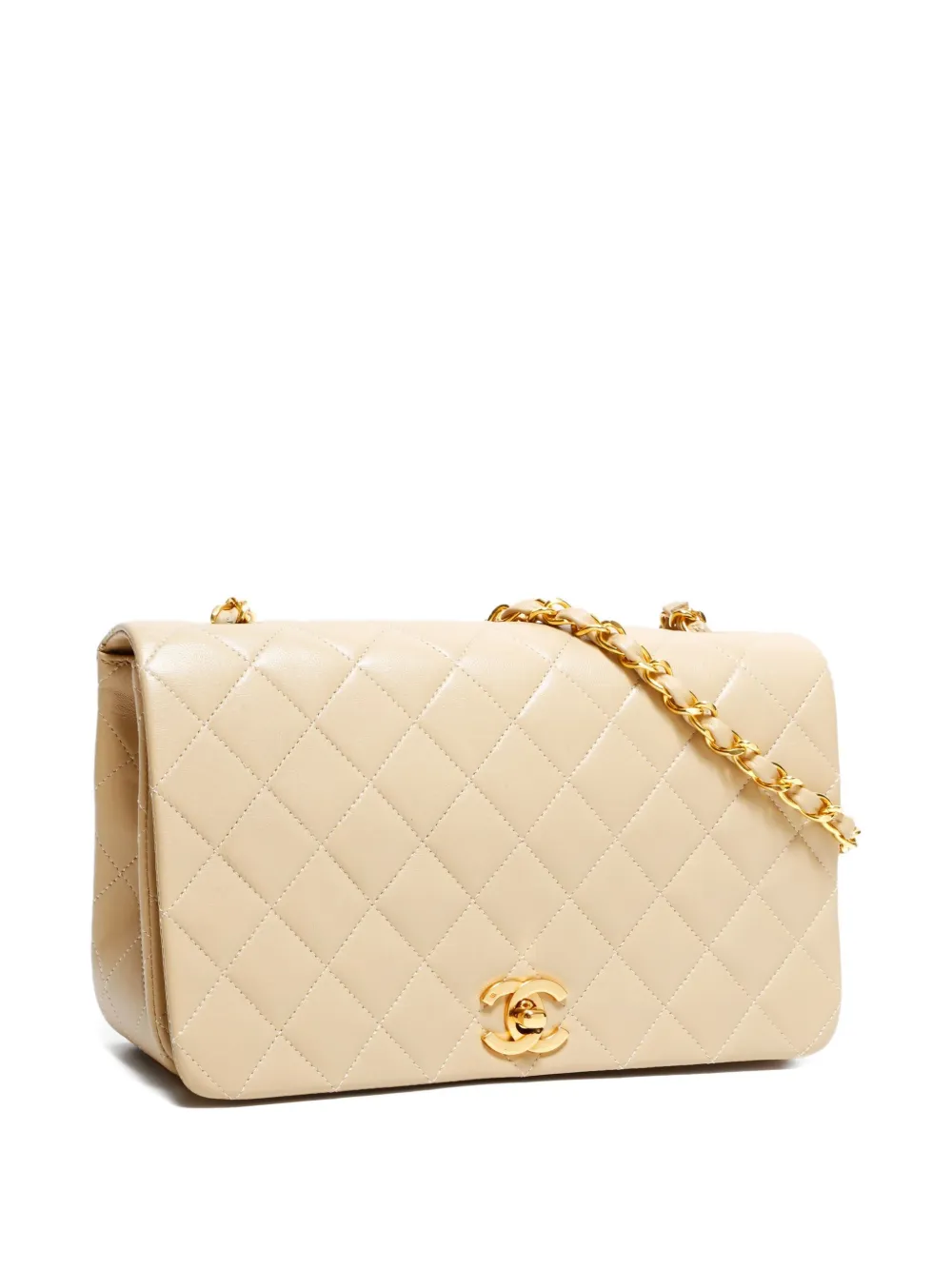 Pre-owned Chanel 1986-1988 Full Flap Shoulder Bag In Neutral