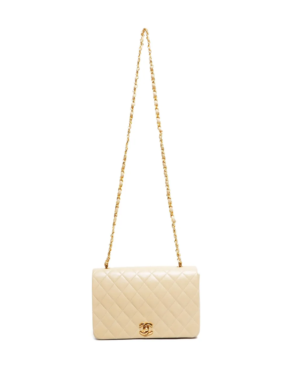 Pre-owned Chanel 1986-1988 Full Flap Shoulder Bag In Neutral