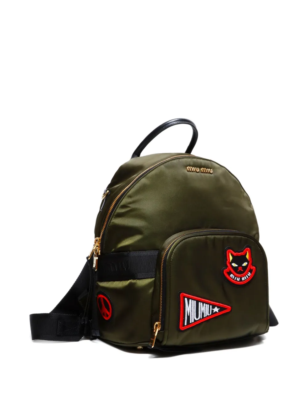 Pre-owned Miu Miu 2010-2025 Logo-appliqué Backpack In Green