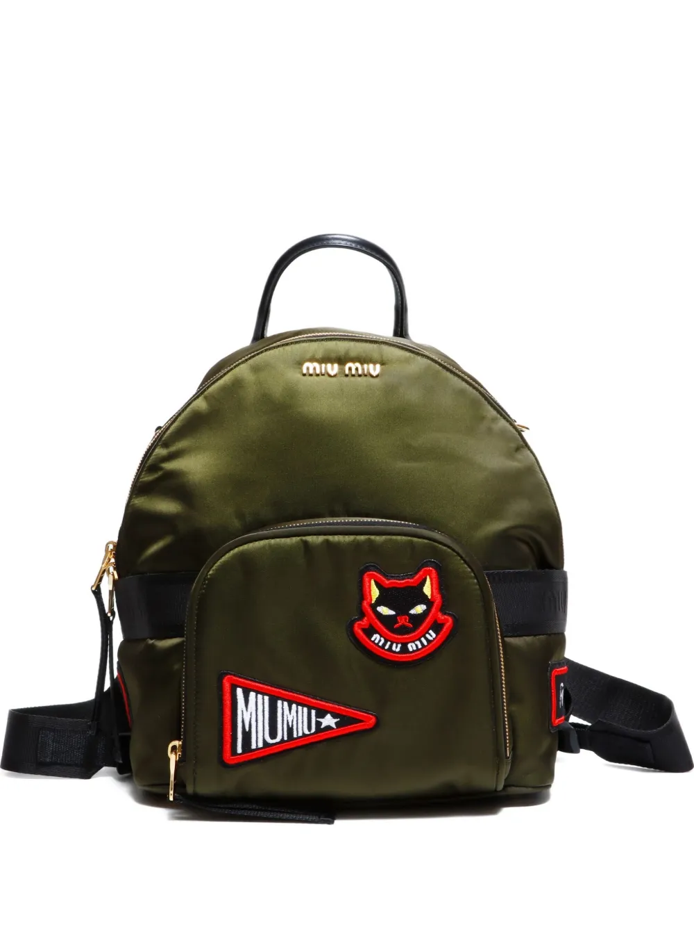 Miu Miu Pre-Owned 2010-2025 logo-appliqué backpack - グリーン Miu Miu Pre-Owned 2010-2025 logo-appliqué backpack - グリーン