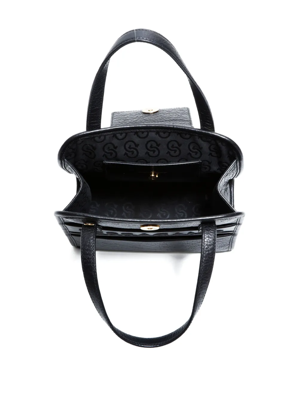 Pre-owned Ferragamo 2015-2025 Mini Gancini-buckle Two-way Handbag In Black