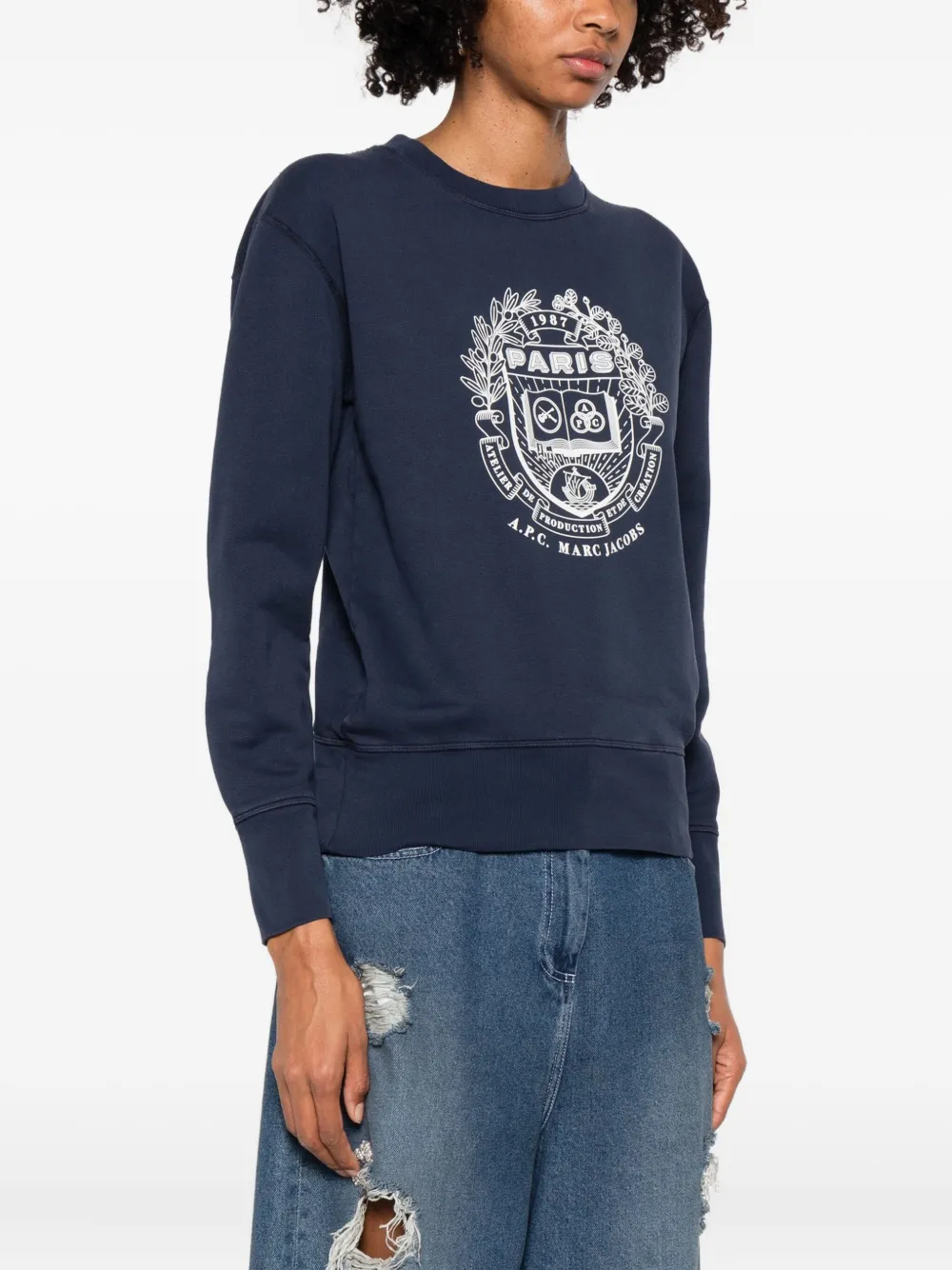 A.P.C. Sweater met grafische print Blauw
