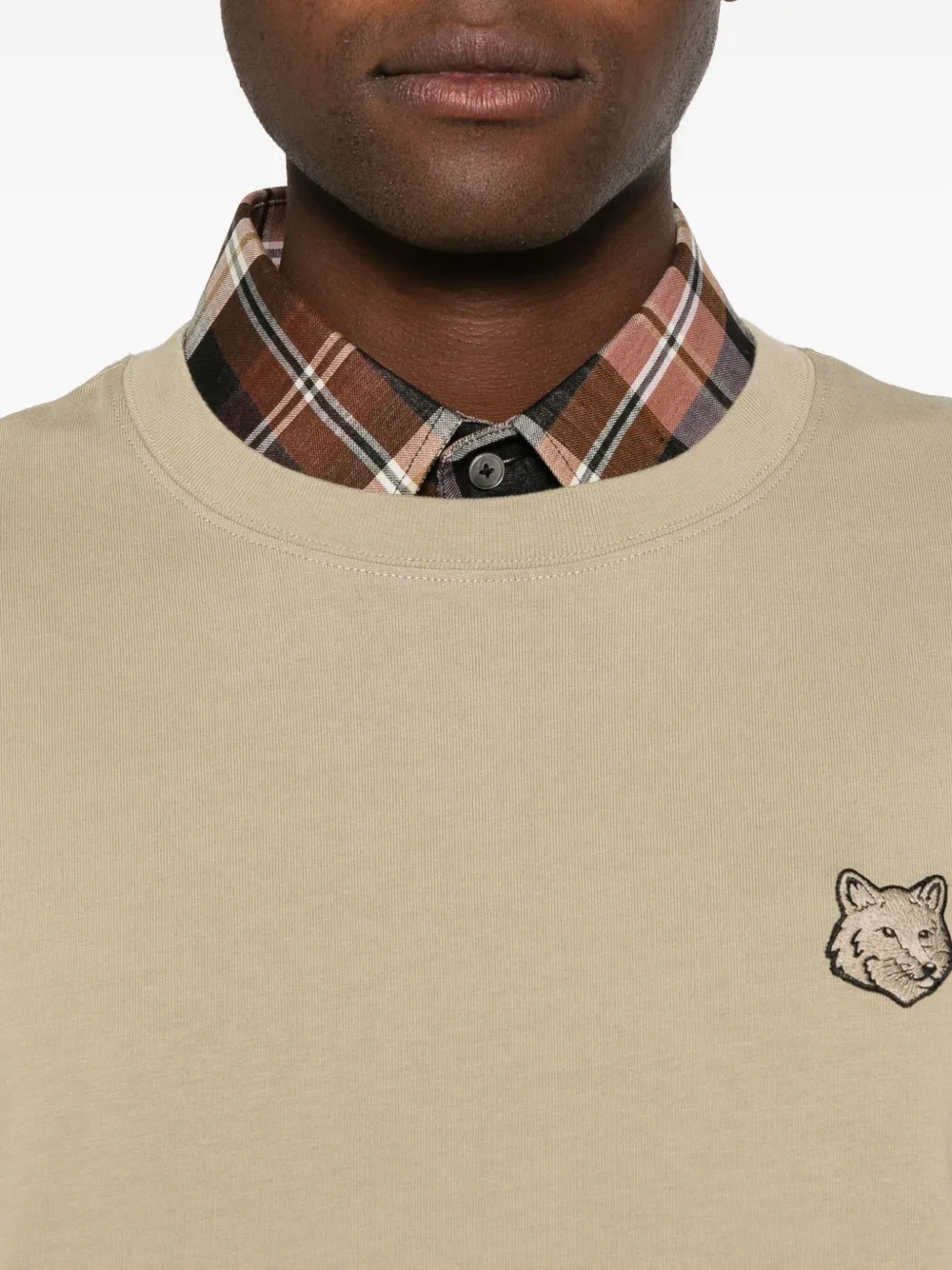 Maison Kitsuné T-shirt met vossenkop Beige