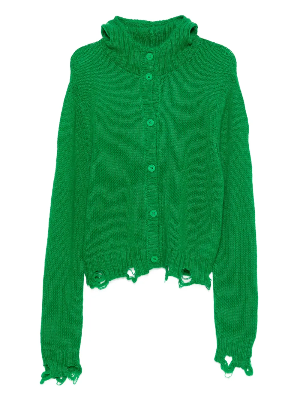 Charles Jeffrey Loverboy Rabbit Balaclava button-front cardigan | Green | Image 1