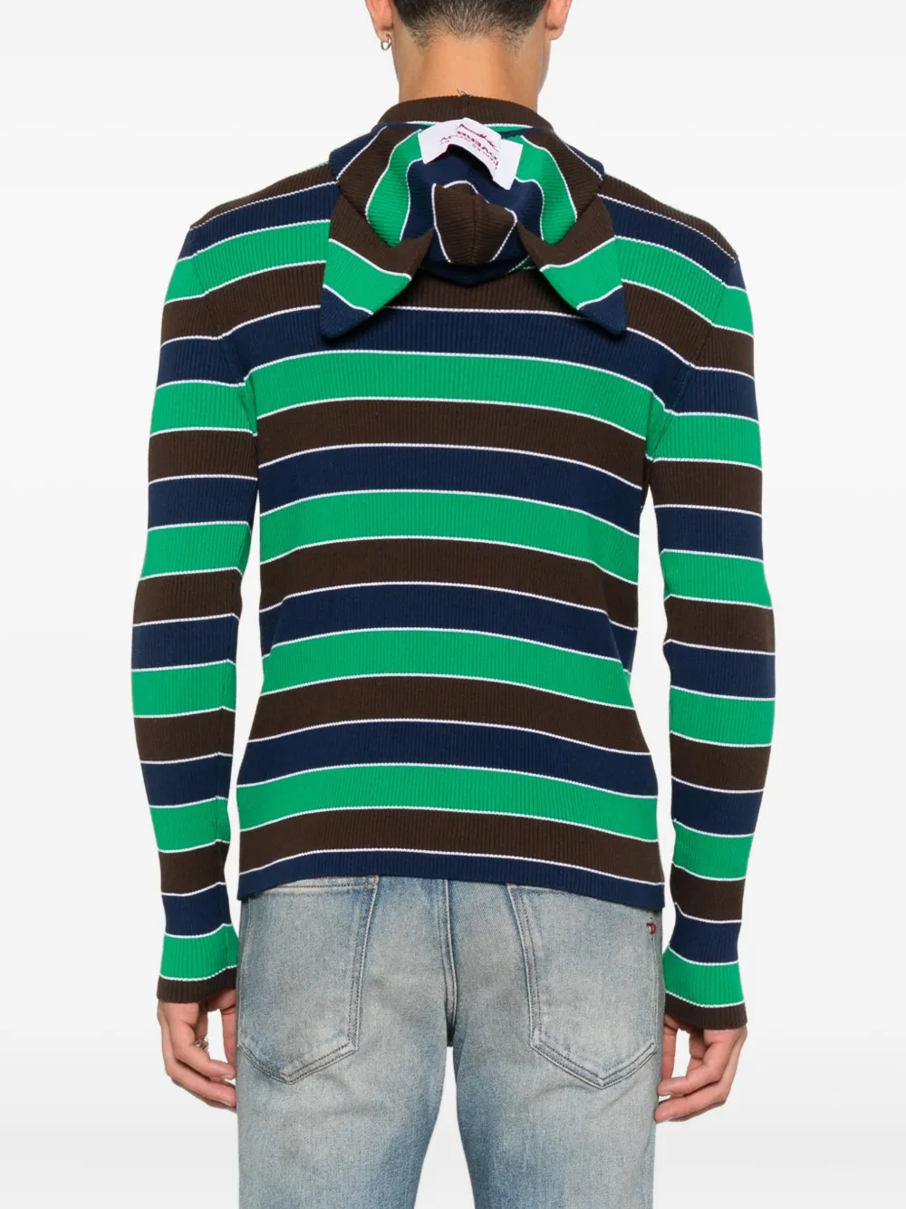 Charles Jeffrey Loverboy Trui met dierenoren en strepen Groen