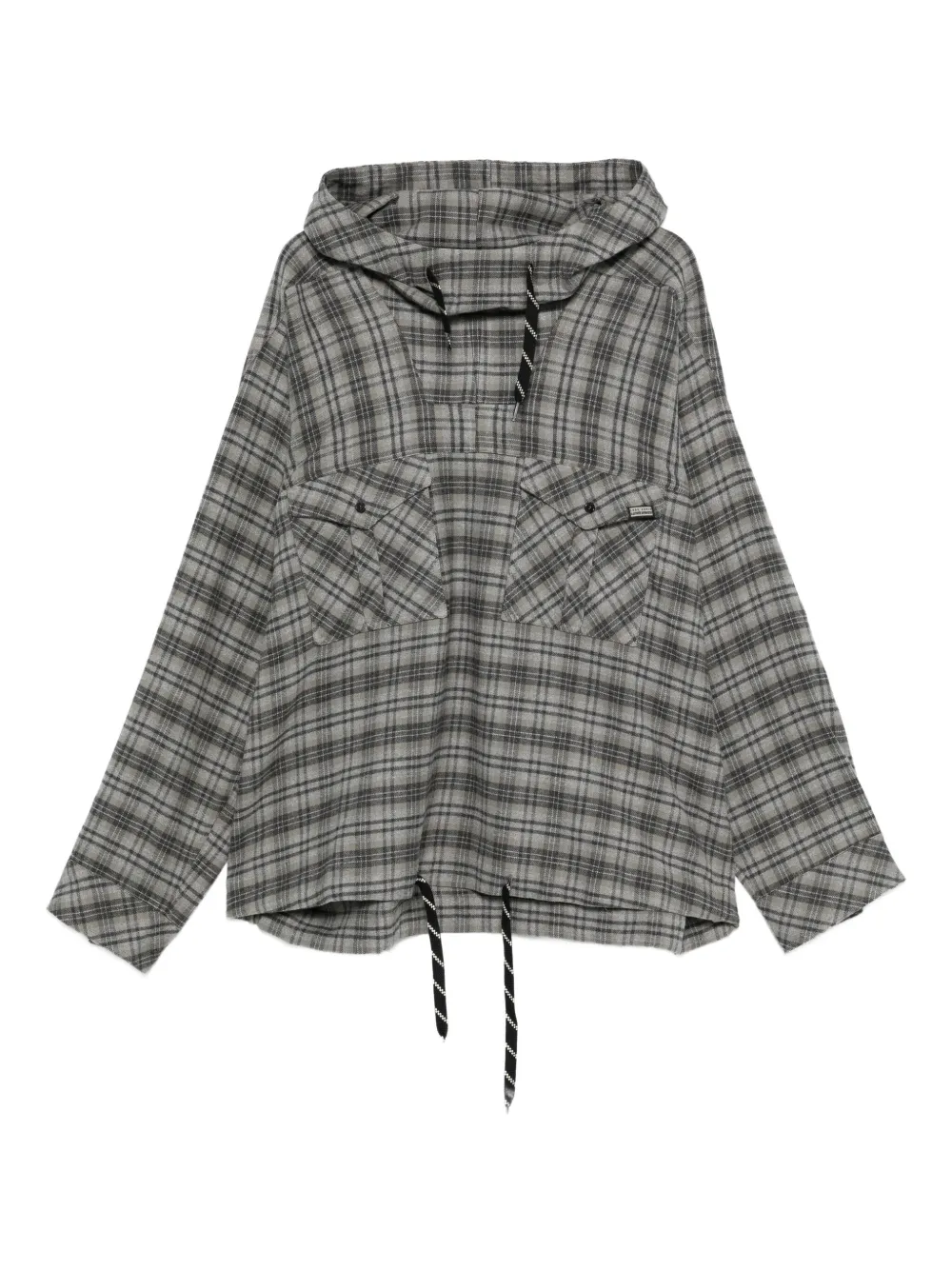 Martine Rose Check-pattern Hoodie In Gray