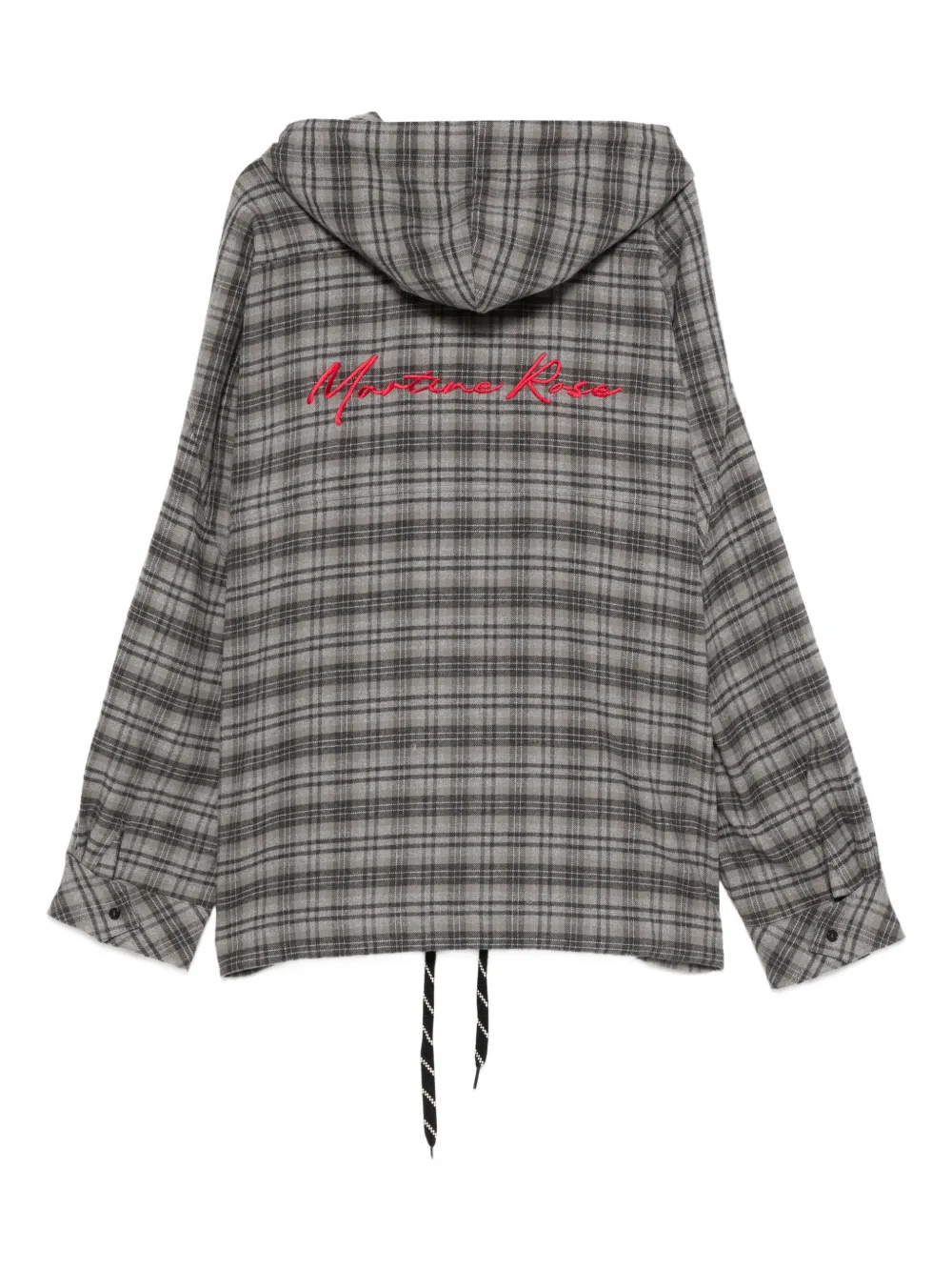 Martine Rose Check-pattern Hoodie In Gray