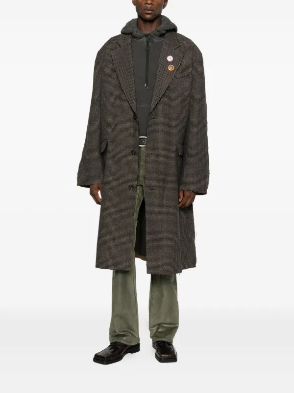 MARTINE ROSE マーティンローズ CAR COAT ステンカラーコート Martine Rose check-pattern Coat | Brown | FARFETCH