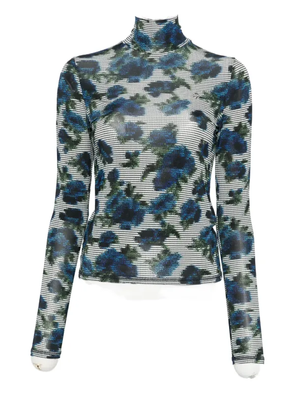 Coperni floral-print high-neck Top Blue FARFETCH NZ