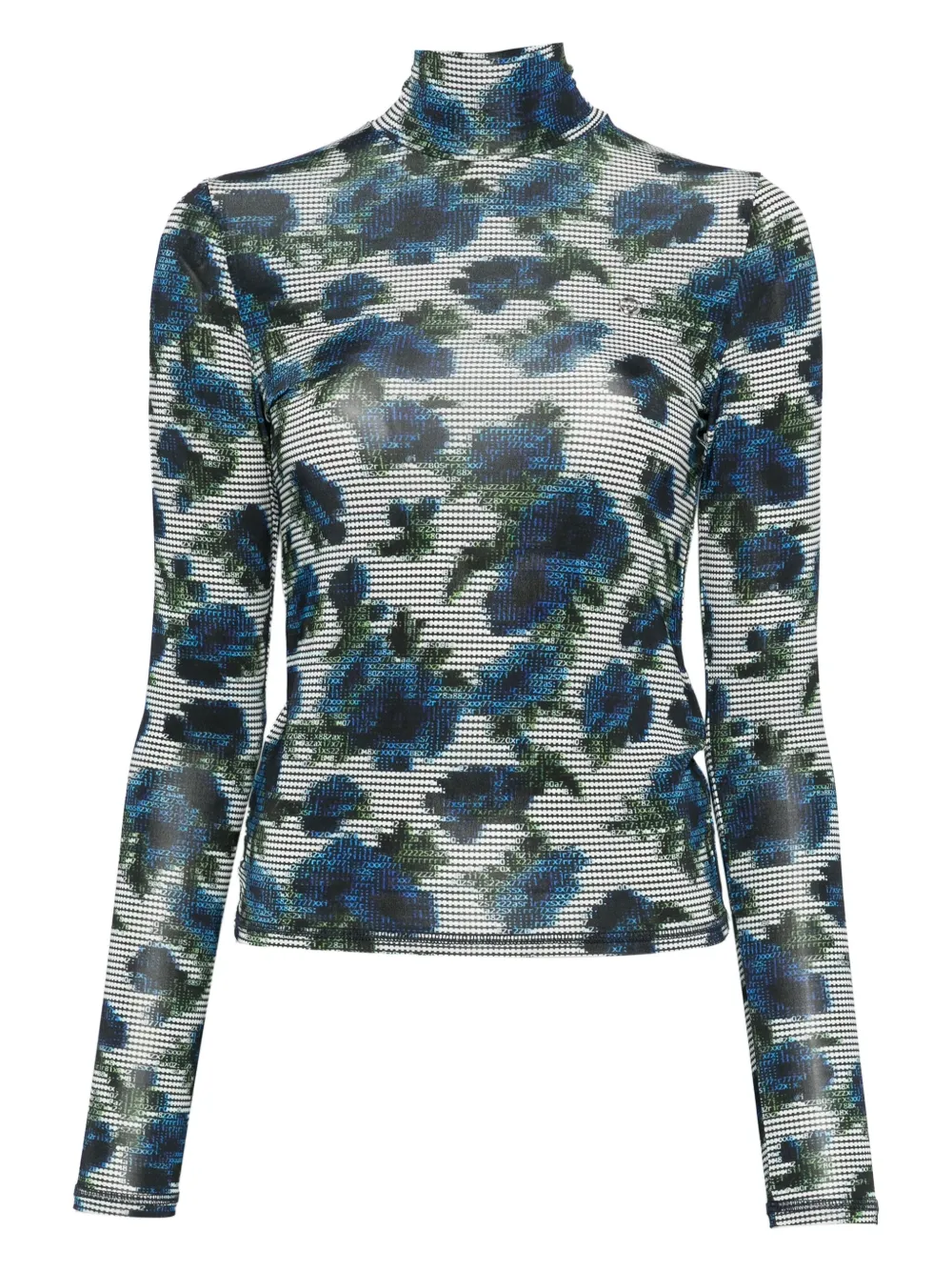Coperni floral-print high-neck top - Blu