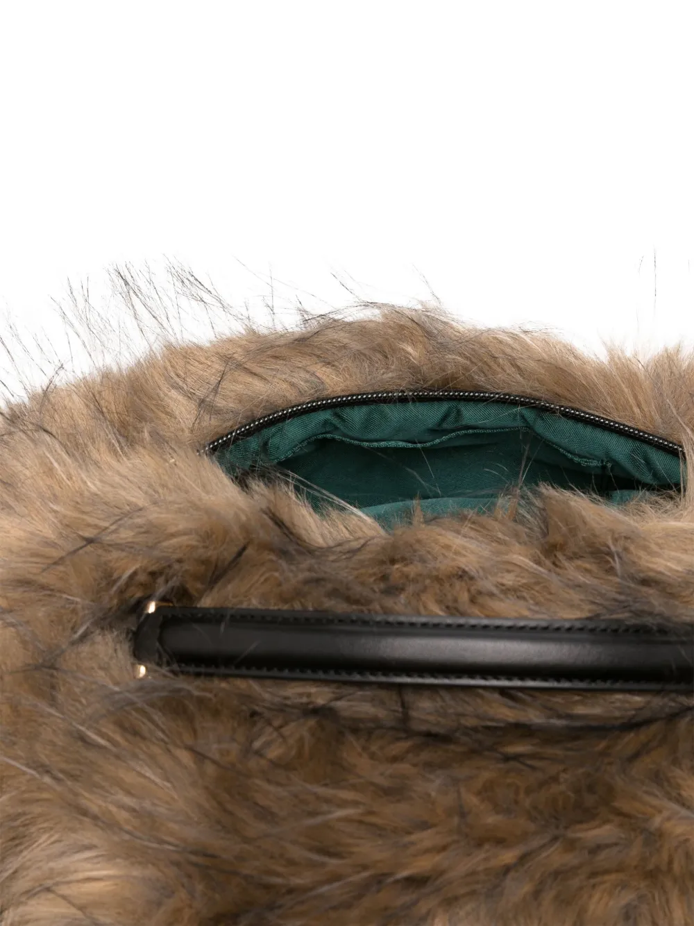 Sacai Mini Handbag With Faux Fur Texture In Brown