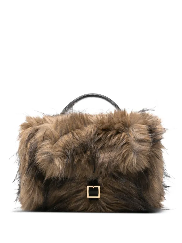 Sacai Faux Fur Tote Bag in Neutrals