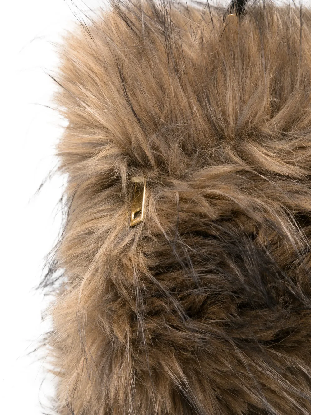 Sacai Mini Handbag With Faux Fur Texture In Brown
