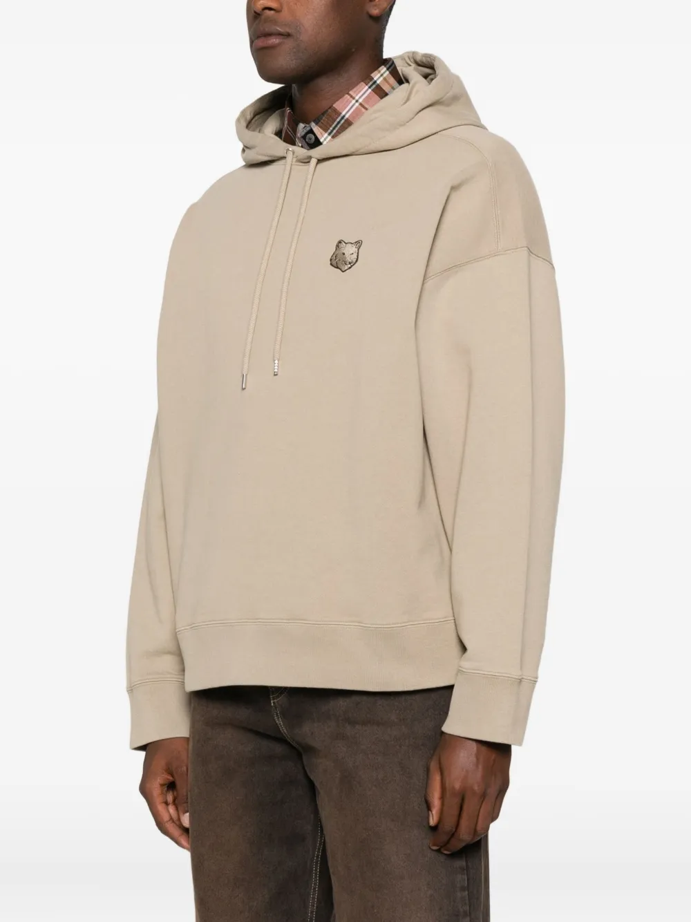 Maison Kitsuné Drawstring Fox-motif Hoodie In Neutral