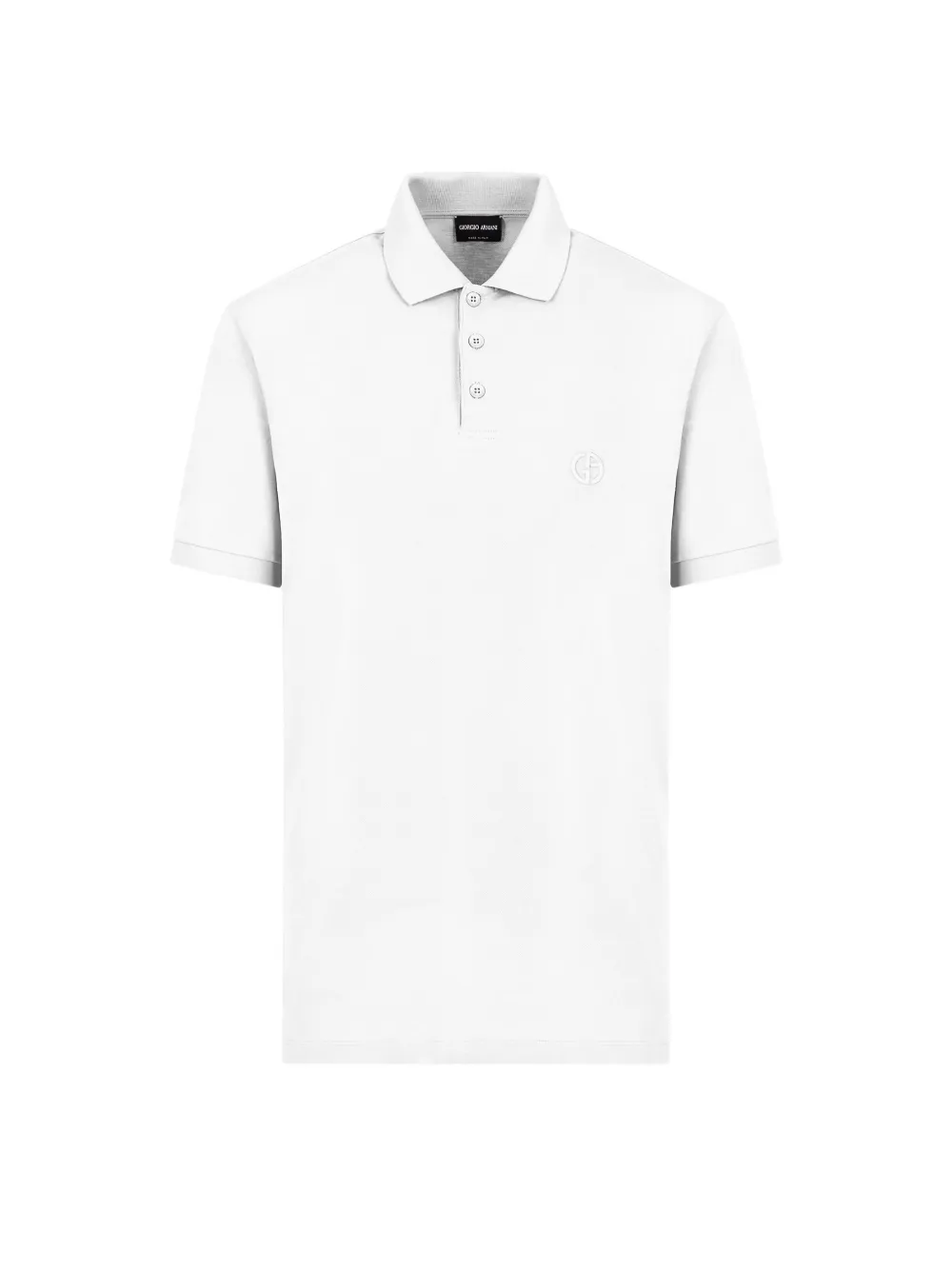 Giorgio Armani buttonned logo-embroidered polo shirt - Wit