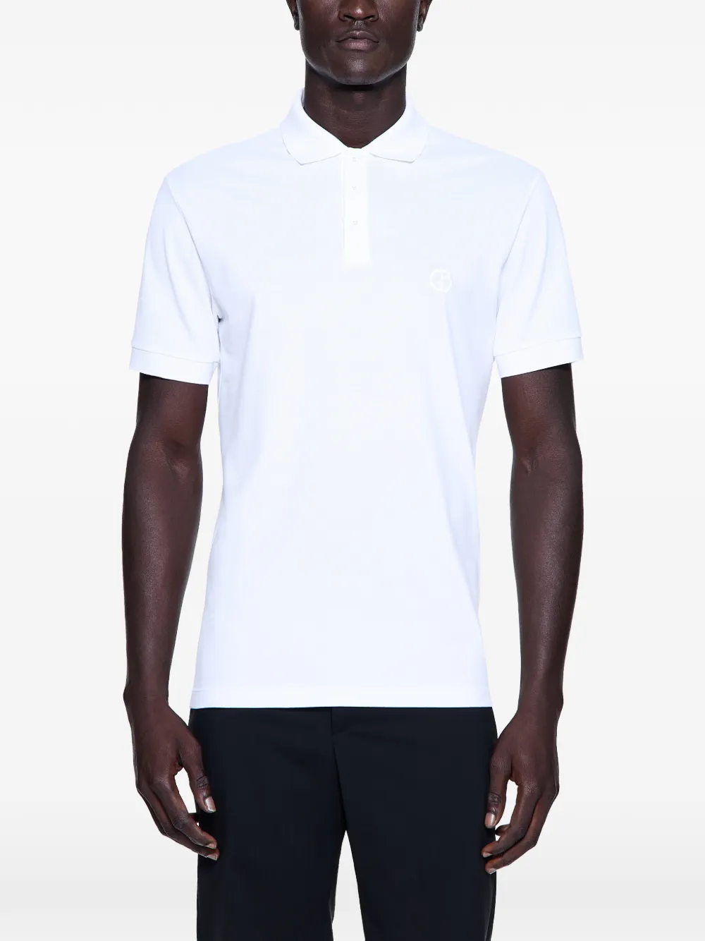 Giorgio Armani Poloshirt met geborduurd logo en knopen Wit