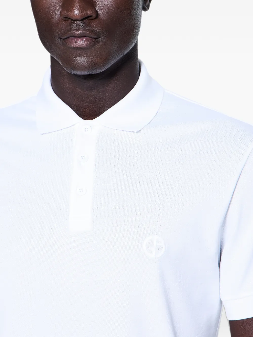 Giorgio Armani Poloshirt met geborduurd logo en knopen Wit