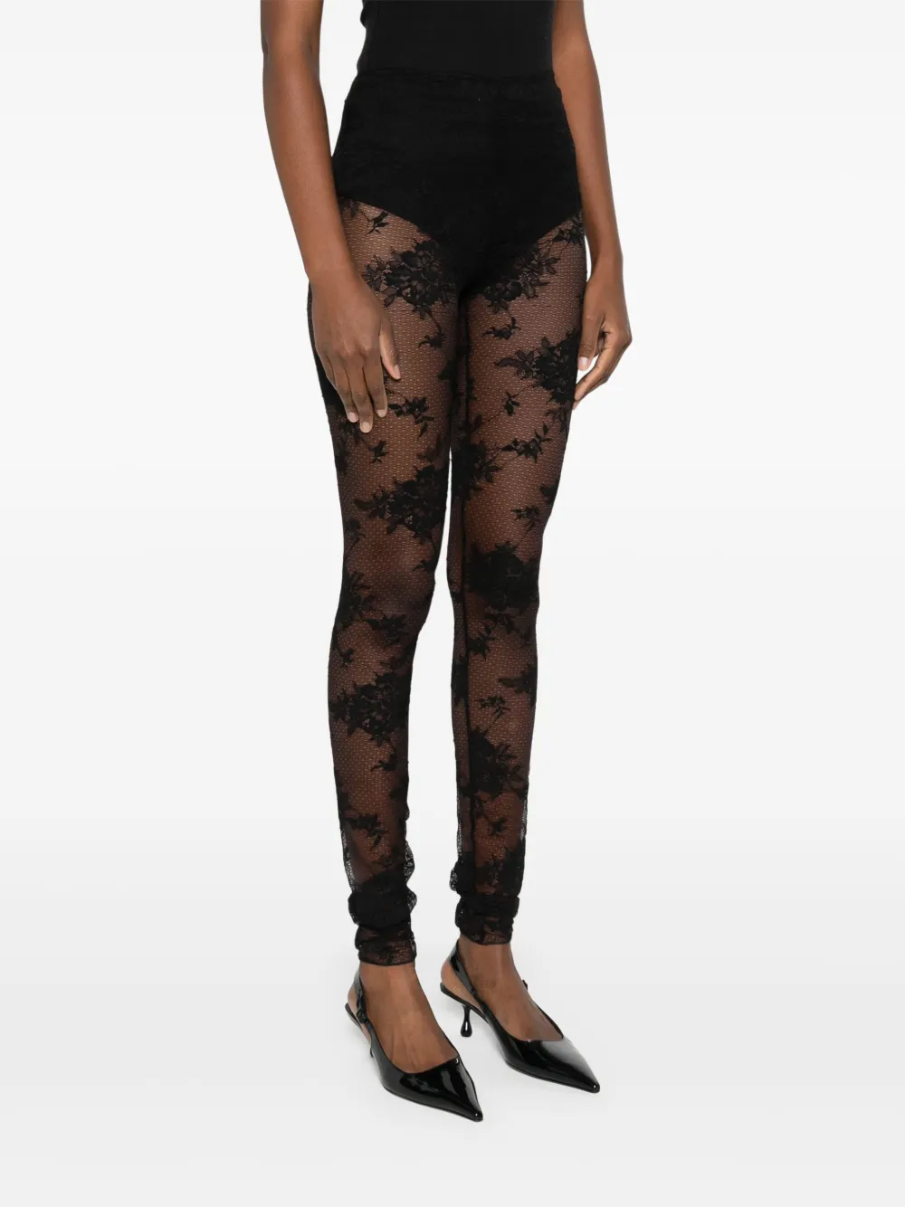 THE ANDAMANE Legging met kant Zwart