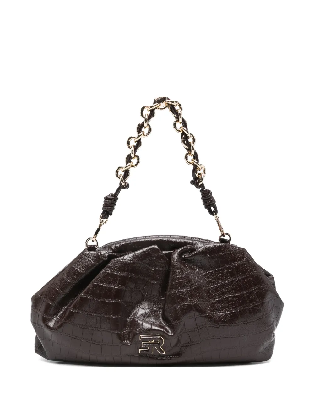 Ermanno Scervino Chain-handle Embossed-leather Clutch Bag In Blue