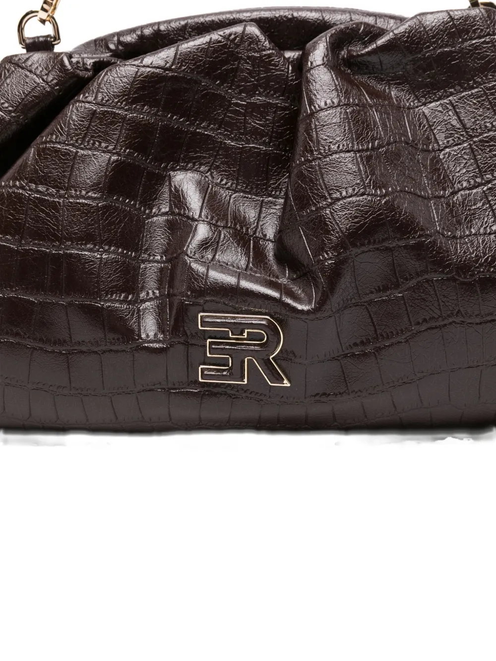 Ermanno Scervino Chain-handle Embossed-leather Clutch Bag In Blue
