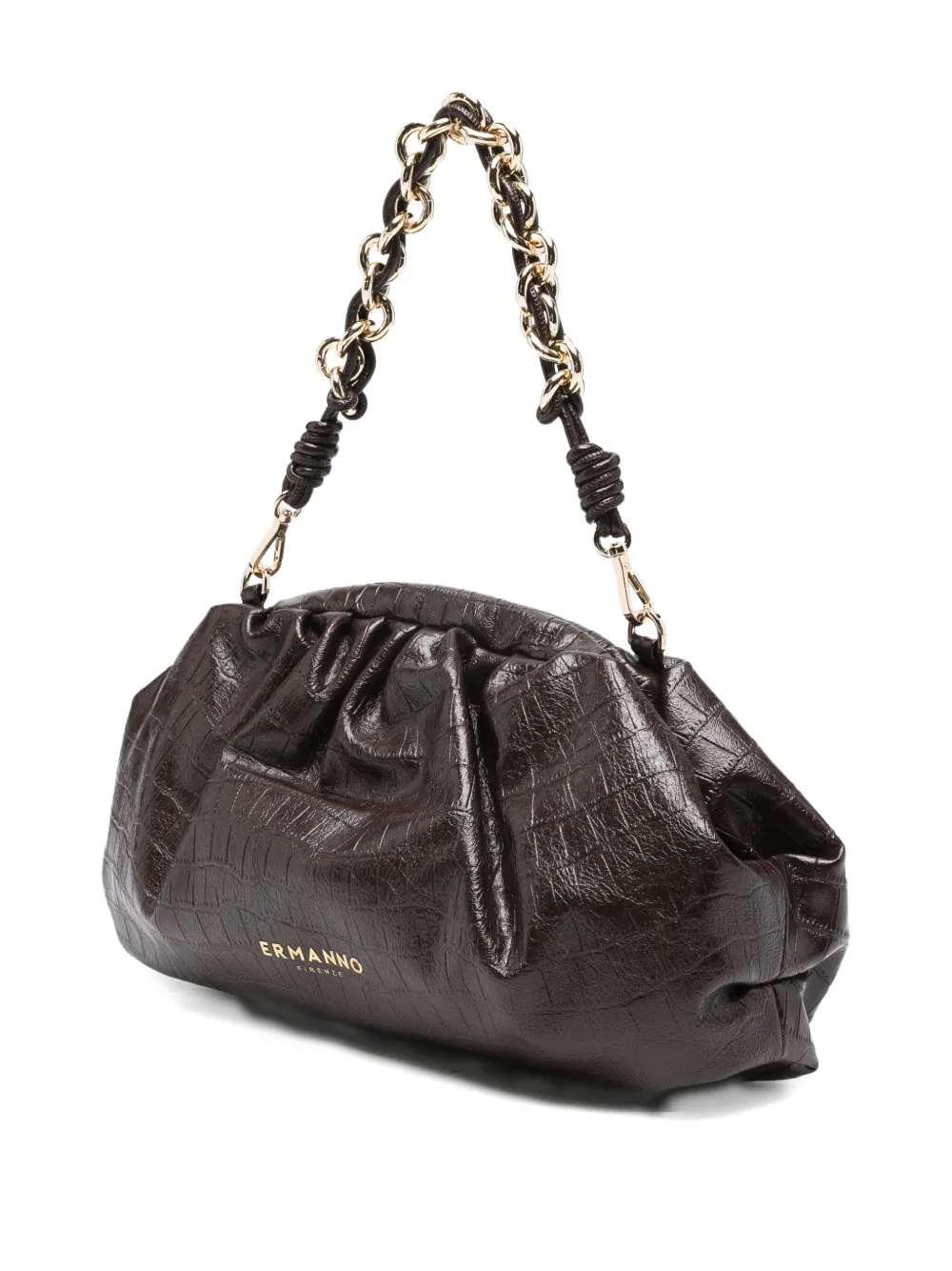Ermanno Scervino Chain-handle Embossed-leather Clutch Bag In Blue