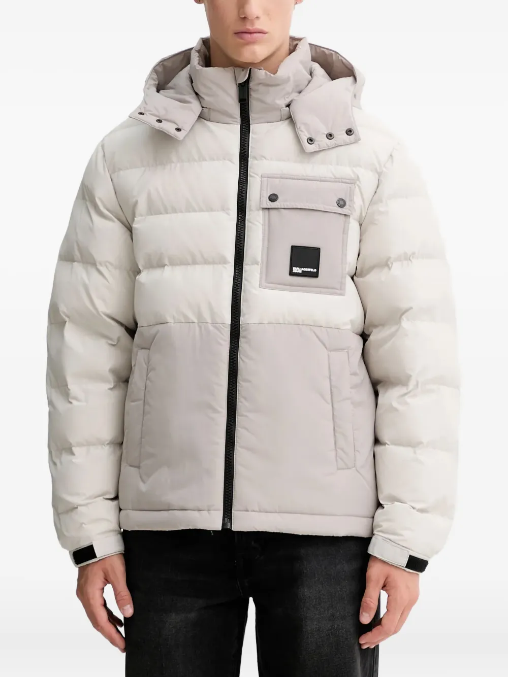Karl Lagerfeld Jeans Utility hooded patch-pocket jacket | Neutrals | Image 1