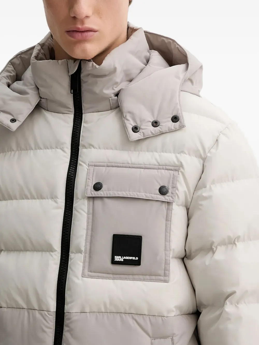 Karl Lagerfeld Jeans Utility jack met capuchon en opgestikte zak Beige