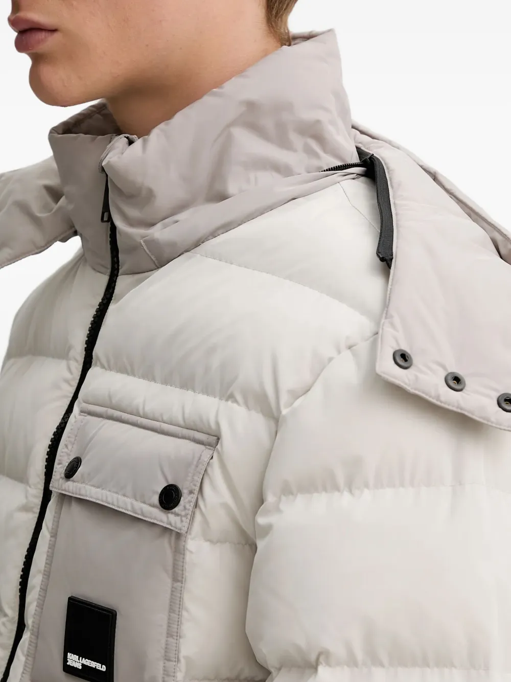 Karl Lagerfeld Jeans Utility jack met capuchon en opgestikte zak Beige