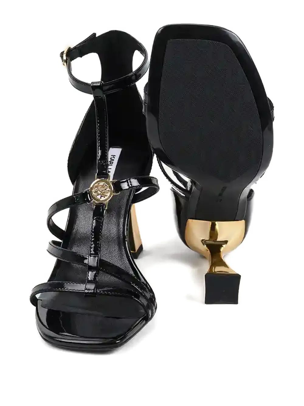 Karl Lagerfeld Slippers met logo-applicatie Zwart